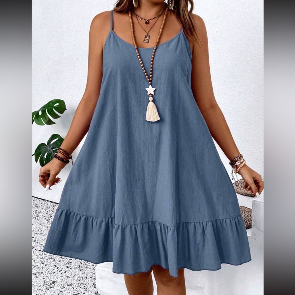 Burgundy Cotton Ruffle Hem Dress - Picture 10 of 15